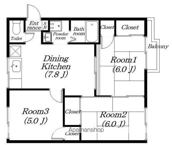 メゾンクロケット(3DK/2階)の間取り写真