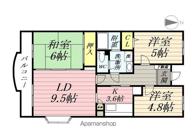 モンティクロ壱番館(3LDK/2階)の間取り写真