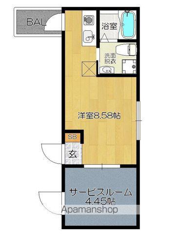 ガレット和白(ワンルーム/3階)の間取り写真