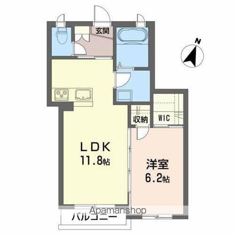 ウィル桑野(1LDK/2階)の間取り写真