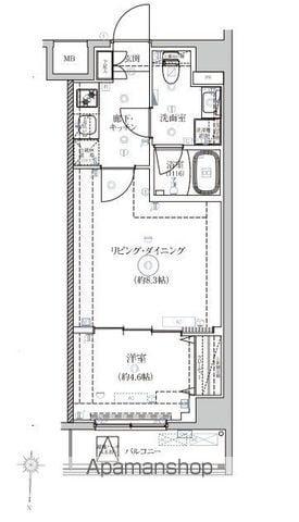 ベルシードアルファ押上イースト(1DK/2階)の間取り写真
