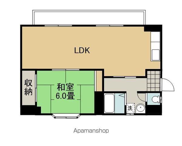 藤原マンション中寺(1LDK/4階)の間取り写真
