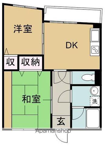 ハーモニー(2DK/2階)の間取り写真