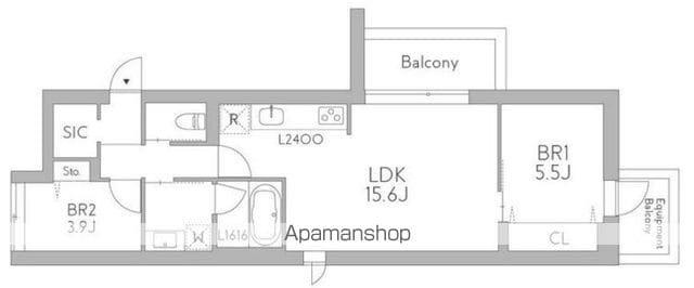 GRANDUO中野7(2LDK/2階)の間取り写真