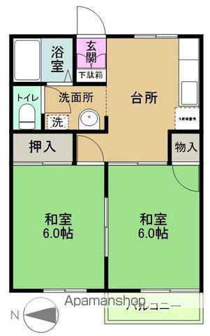 朝日台コーポラス(2DK/2階)の間取り写真