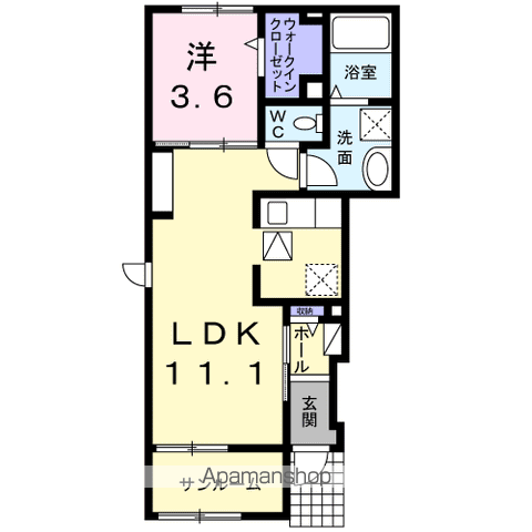 M・FLOWER Ⅰ(1LDK/1階)の間取り写真