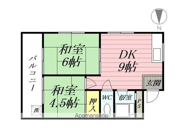 岩崎ハイム(2DK/4階)の間取り写真
