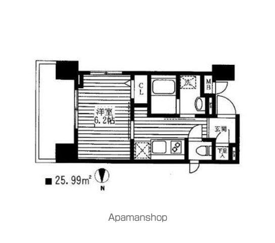 シャローム南小岩(1K/7階)の間取り写真