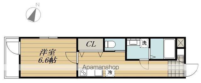 MELDIA福生Ⅲ(1K/1階)の間取り写真