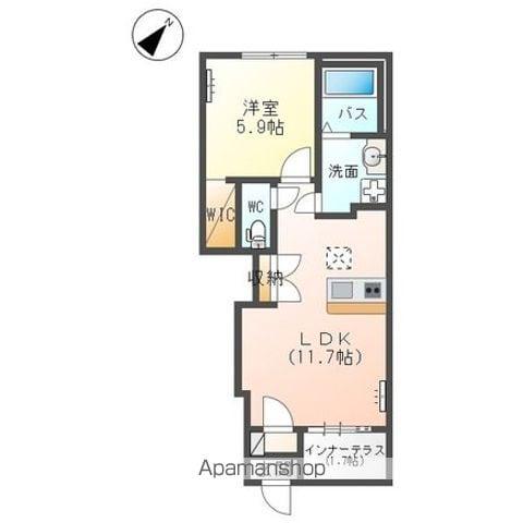 土浦市中村南アパート(1LDK/1階)の間取り写真