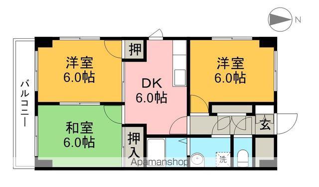 パレスハイツ萩野(3DK/3階)の間取り写真