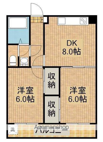 グラン宮崎(2DK/3階)の間取り写真