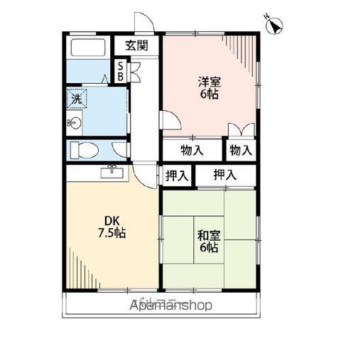 スカイビレッジ(2DK/2階)の間取り写真