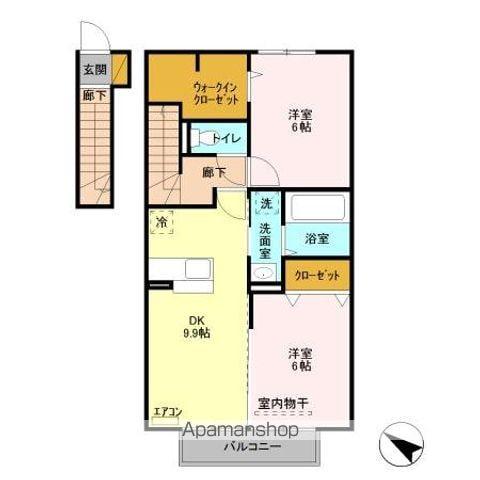 フェリオ(2DK/2階)の間取り写真