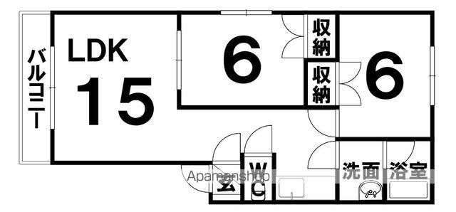 阿部ハイツD(2LDK/1階)の間取り写真