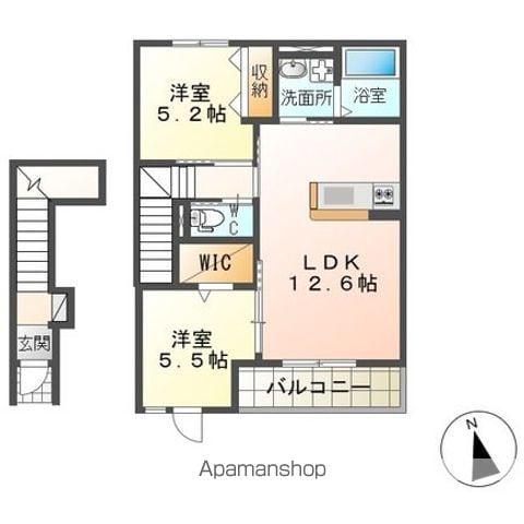 神栖市大野原アパート(2LDK/2階)の間取り写真