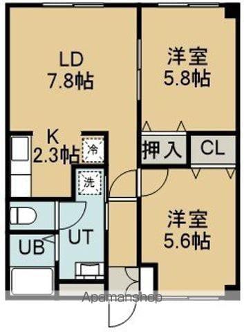 ピュアパレス中道(2LDK/2階)の間取り写真