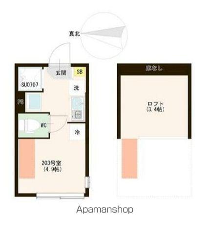  富士見台三丁目6(ワンルーム/2階)の間取り写真