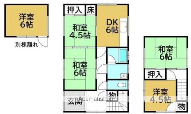 草津線 貴生川駅 バス乗車時間：25分 桜が丘バス停で下車 徒歩3分 2階建 築40年(4DK)の間取り写真