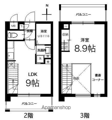 メゾネットリバティ(1LDK/2階)の間取り写真