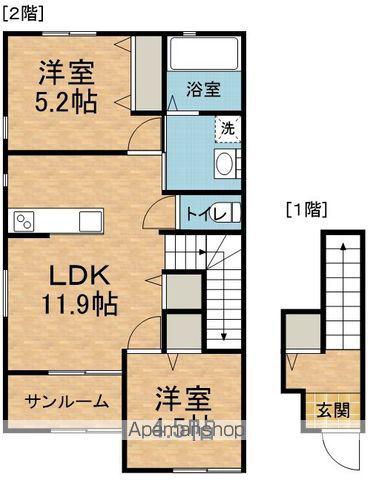 クアトロ常盤A(2LDK/2階)の間取り写真