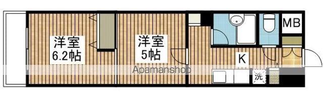 ヴィラ東中通(2K/4階)の間取り写真