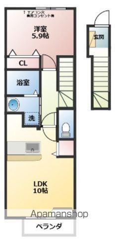 プリムローズツⅡ(1LDK/2階)の間取り写真