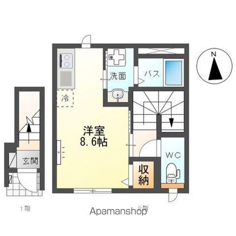 大和町1丁目アパート(ワンルーム/2階)の間取り写真