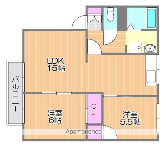 サンサリーレ藤崎B棟(2LDK/2階)の間取り写真