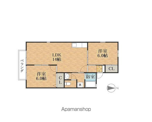 パレスノーヴァ(2LDK/2階)の間取り写真