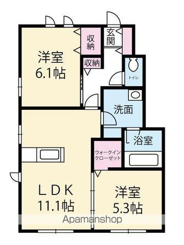 パークコート イケダB(2LDK/1階)の間取り写真