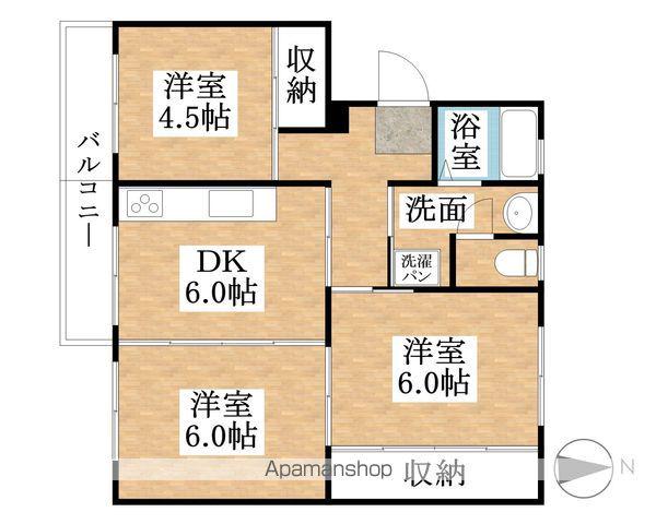 江南団地201棟(3DK/4階)の間取り写真