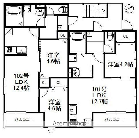 グランヒル香住ヶ丘(1LDK/1階)の間取り写真