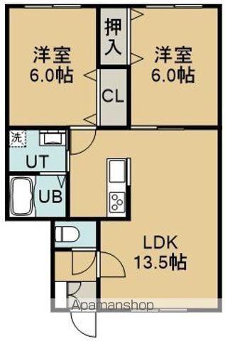 コーポなかのⅡ(2LDK/2階)の間取り写真