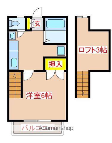 ロイヤルシオン B棟(1K/2階)の間取り写真