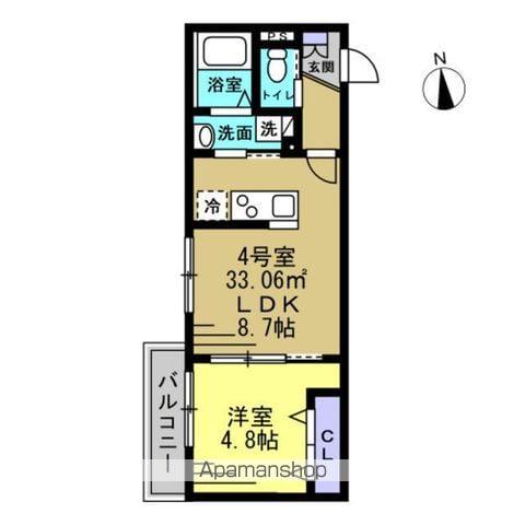 パルブニール浜野(1LDK/1階)の間取り写真