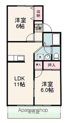 ヴェルデュール宮竹B(2LDK/1階)の間取り写真