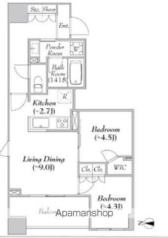 ASMACI MAISON両国Ⅱ(2LDK/6階)の間取り写真