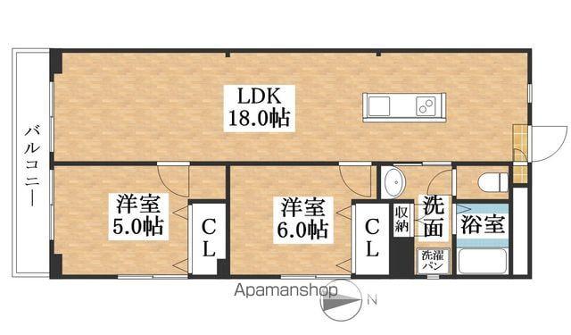 レジデンス西あじま(2LDK/1階)の間取り写真