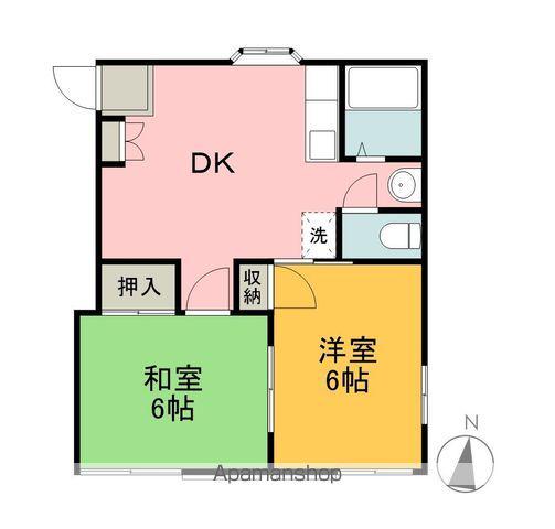 メゾンドU(2K/1階)の間取り写真