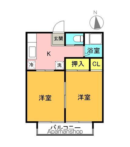 AHハイツ(2K/2階)の間取り写真