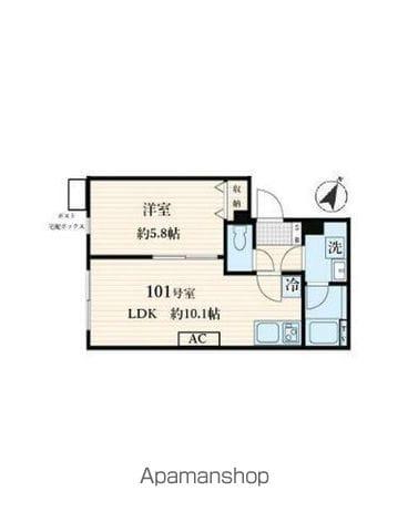 ALATO菊川(1LDK/3階)の間取り写真