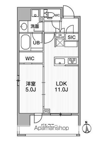 シーズンフラッツ新御徒町イースト(1LDK/2階)の間取り写真