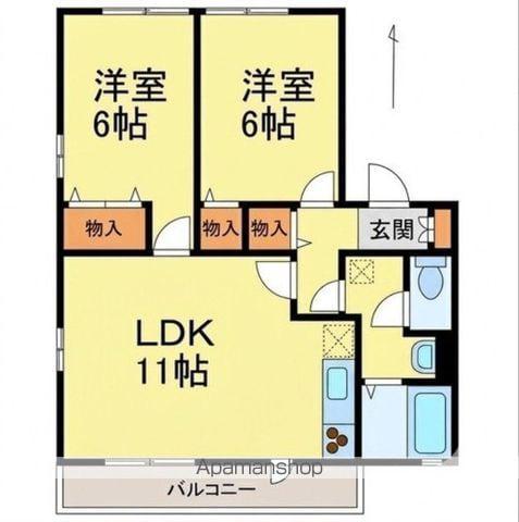 コーラル・ヒル(2LDK/2階)の間取り写真