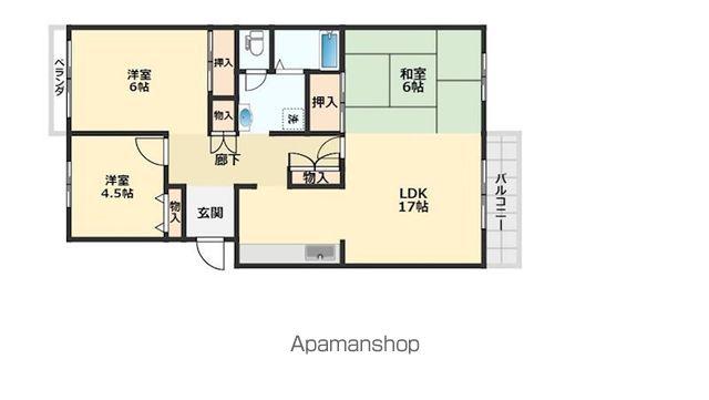 守山駅前東3号棟(3LDK/2階)の間取り写真