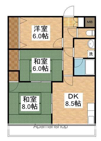 オークランド紫竹(3DK/1階)の間取り写真