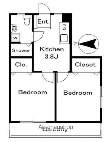 さつきビル(2K/2階)の間取り写真