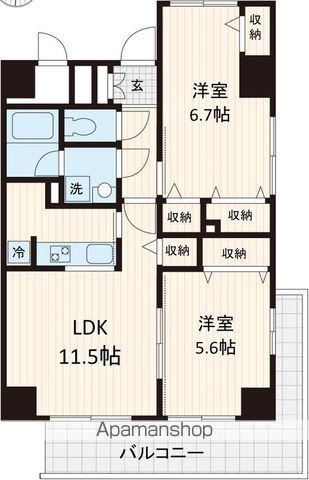 ラシュールフィリア(2LDK/7階)の間取り写真