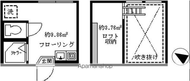 フェリススプリング(ワンルーム/1階)の間取り写真