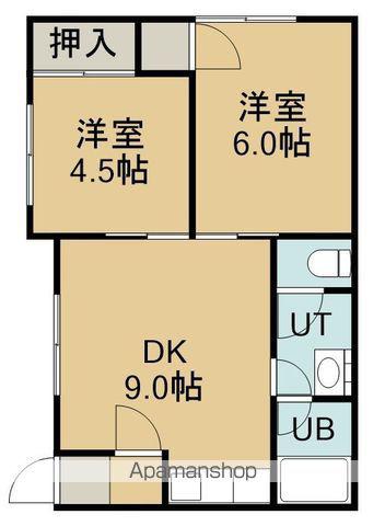コンフレール湯川(2DK/1階)の間取り写真